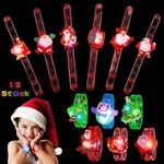 Mikulala 12 Pack LED Light Up Bracelets Christmas Party Bag Fillers for Kids Glow in The Dark Christmas Party Supplies Xmas Stocking Stuffers for Kids