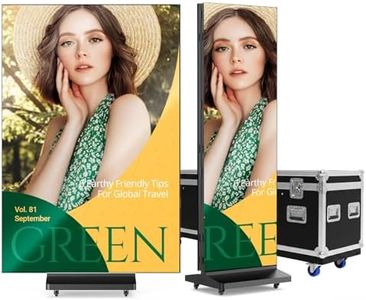 RIXZSIW 90 inch LED Digital Signage, P1.86 Tri-Fold Dual-Sided Foldable LED Poster Screen with Flight Case, GOB Commercial Advertising Display Screen Kiosk, WiFi/USB/HDMI, for Store, Rentals, Events