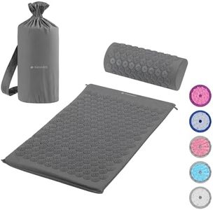 Navaris Set de masaje de acupresión - Esterilla relajante de acupuntura lavable de 68 x 42 x 2 CM con almohada y funda de transporte - Gris oscuro