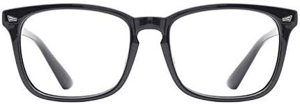 TIJN Blue Light Blocking Glasses Square Nerd Eyeglasses Frame Anti Blue Ray Computer Game Glasses (Black)