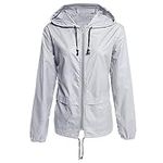 Raincoat for Women Lightweight Waterproof Rain Jackets Packable Cycling Jacket Windbreaker With Detachable Hood Grey XL