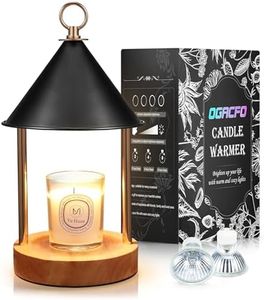 OGACFO Candle Warmer Lamp,with Timer and Dimmable Flameless Scented Candle Wax Warmer,Bi Metal Shade Anti-scald Design Electric Candle Melter for Jar Candles with 2 Bulbs for Home Decor and Gift-Black