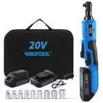 WISETOOL 20V Cordless Electric Ratchet Wrench Set,3/8" Power Ratchet Wrench Kit with 2-Pack 2000mAh Lithium-Ion Batteries,Max Torque 60N.m(44.25 ft-lbs),Variable Speed,9 Sockets and and Tool Bag