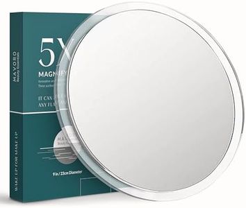 Magnifying Mirror with 3 Suction Cups 9 Inch Large Size (5X Magnification)