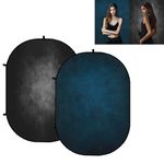 Kate Collapsible Backdrop Pop Up Photo Backdrop Foldable Backdrops for Photography Double-Sided Collapsible Photo Background Photo Studio Props,5x6.5ft/1.5x2m(Black/Dark Blue)