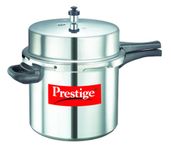 Prestige 12 Litres Popular Outer Lid Aluminium Pressure Cooker | Silver | Metallic Safety Plug | Gasket Release System | Durable Handles