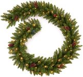 AMERZEST 9 FT Christmas Garland Pre-lit 70 LED Lights Holiday Artificial Decor for Stairs Mantle Door Indoor Outdoor Garland with Battery Operated Timer