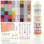 3mm Glass Seed Beads Bracelet Making Kit 14670pcs+24 colour small seed beads Friendship bracelet making kit tiny beads Jewellery making kit Letter Beads charms for bracelets making, Girls' Craft Gift