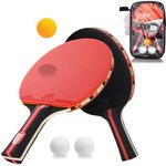 Table Tennis Bat, Amaza Professional Table Tennis Set, 2 Table Tennis Bats + 3 Table Tennis Balls for Amateurs, Beginners, Experts