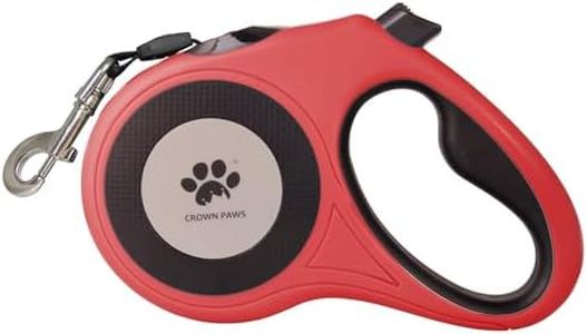 CROWN PAWS 16 ft Retractable Dog Leash for Extra Large Dogs up to 130 lbs,Tangle-Free Nylon Tape,Red Dan24 XL