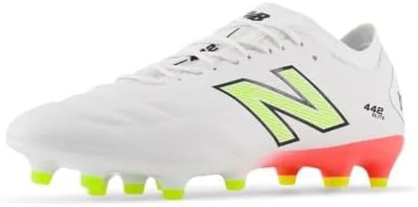 New Balance Men's 442 Elite FG V2 Soccer Shoe, White/Energy Red/Hi-Lite, 10.5 Wide