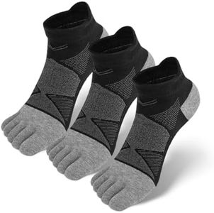 Proberos® 5-Toe Yoga Socks for Men and Women, Moisture-Wicking Cotton, Athletic Toe Socks, Non-Slip Towel Sole, Elastic Collar Ankle Length Exercise, Medium Size