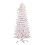 Puleo International 9 Foot Pre-Lit Slim White Fraser Fir Artificial Christmas Tree with 800 Clear Lights