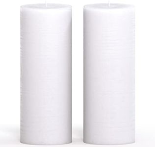 CANDWAX 3x8 Pillar Candle Set of 2 - Decorative Rustic Candles Unscented and No Drip Candles - Ideal as Wedding Candles or Large Candles for Home Interior - White Candles