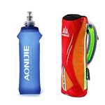 Geila Handheld Water Bottle for Running, 17 oz Grip Handheld Bottle with Hand Strap Hydration Pack, BPA Sport Soft Flask (Orange)