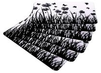 Kuber Industries PVC Table Mat Set of 6|Butterfly Print, Heat-Resistant & Washable|Placemat for Kitchen Counter, Tea Table (Black & White)