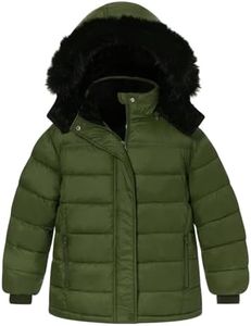 Funnycokid Boys Winter Coat Kids Puffer Outerwear Jacket Size 5-6 Fleece Lined Waterproof 5 6 Years Olive Green