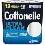 Cottonelle Ultra CleanCare Toilet Paper, 12 Mega Rolls, Strong Bath Tissue (12 Mega Rolls = 48 Regular Rolls)