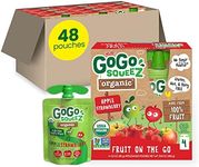 GoGo squeeZ Fruit on the Go Organic, Apple Strawberry, 3.2 oz (Pack of 48), Unsweetened Organic Fruit Snacks for Kids, Gluten Free, Nut Free and Dairy Free, Recloseable Cap, BPA Free Pouches