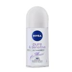 Nivea deodorant roller for women, anti-perspirant protection, roll-on, pure and sensitive (Pack of 6)