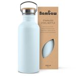 Bambaw 32 oz Water Bottle, Non-insulated Light Blue Water Bottle 32oz, Single Wall Stainless Steel Bottle, Metal Water Bottle with Handle, Big Water Bottle 1 Liter – Ice Blue