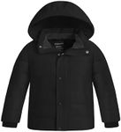 wantdo Boys' Warm Winter Jacket Waterproof Padded Puffer Coat with Removeable Hood Black 18-20