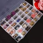 Rylan Plastic 36 Grid Cells Multicolorpurpose Jewelry Organizer Rectangular Storage Box, with Adjustable Dividers, Transparent Storage Organizer Box for Jewelry Beads Earring