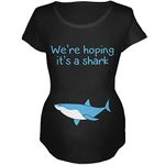 Old Glory We're Hoping It's A Shark Maternity Soft T Shirt Black X-LG