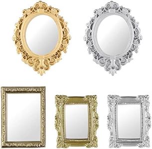 cobee Juego de Espejos en Miniatura para casa de muñecas, 5 Piezas Mini Espejo para casa de muñecas 1:12 Miniaturas Espejo Accesorios para Muebles de casa de muñecas para Estudio de casa de muñecas