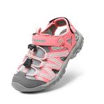 DREAM PAIRS Boys Girls Closed-Toe Outdoor Summer Sport Sandals for Little/Big Kid, Pink/Grey/Green, 1 Little Kid