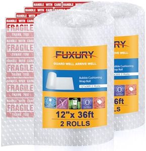 Fuxury Bubble Cushioning Wrap 2 Pack 12 inch x 72 ft Total Bubble Cushioning Wrap for Packing and Moving Boxes Shipping Cushioning Supplies Perforated Every 12”
