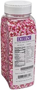 DECOPAC Valentine's Day Quins, 18oz, Fancy Sprinkles In Heart Shapes, Candy Sprinkles in Handheld Container, Edible Sprinkles For Celebration Cakes, Cupcakes, Cookies