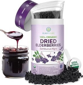 USDA Organic Dried Elderberries 1lb Bulk (Safest Packaging, Resealable Bag, BPA-Free Scoop) Natural, non-irradiated, Raw Whole Black Elderberry, Immune Support, Make Sambucus Elderberry Syrup, Gummies