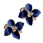 Shining Diva Fashion Enamel Blue Flower Fancy Tops Stud Earrings for Women and Girls (Blue) (8540er)