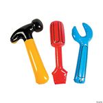 Fun Express Hammer, Screw Driver, and Wrench Inflatable Tool Set- Great for a Construction Party