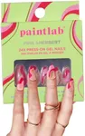 PaintLab Press On Nails - 24 Piece Fake Nails with Glue, Nail File, Prep Pad & Cuticle Stick | Non Toxic & Cruelty Free | Long Lasting & Complete Glue On Nails for Women & Girls (PInk Sherbert)