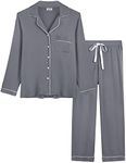 Amorbella Womens Two Piece Button Up Pajama/Pj/Sleep/Lounge/Jammy Sets Sleepwear(Grey, Medium)