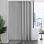 Furlinic Extra Long Shower Curtain with Hooks 100% Polyester Bathroom Shower Curtain Waterproof Grey 180x210cm 72x83 Inch.