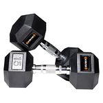 Kore Dm-Hexa-15Kg-Combo16 Dumbbells Kits (Rubber, Fixed, Black)