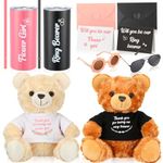 Mepase 10 Pcs Wedding Flower Girl Gifts Set Include 10 Inch Stuffed Bears Tumbler with Straw Proposal Card Envelope Bearer Sunglasses for Wedding Proposal Anniversary Bride Shower Party