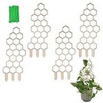 Simabsie Small Wooden Trellis for Potted Plants, 16 inch Plant Trellis for Climbing Plants Indoor Pot with Moisture-Proof Layer, Honeycomb Shape for Ivy Vines Hoya Houseplants Flower 4 Packs fengwos4