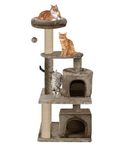 PURRWAY Condo Activity Kitten Cat Tree - Top Perch | Fur Fabric | Scratching Posts | Jute Rope | for Small Cats and Kittens (Height 50 Inch) (Brown - FURR-56)