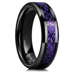 King Will Celtic Dragon Men's 6mm Purple Celtic Dragon Tungsten Carbide Ring Comfort Fit Wedding Band for Men 10