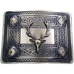 AAR Scottish Men?s Kilt Belt Buckle with Stag Head Badge Antique Finish