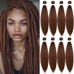 Pre-stretched Braiding Hair Professional Easy Crochet Braid Hair 26 Inch 8 Packs Hot Water Setting Soft Synthetic Braiding Hair Extension for Twist Senegalese Crochet Hair … (26 inch, 30#)