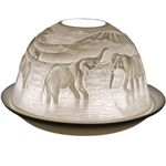 Cello Porcelain Tealight Holder Dome, Elephant Design, An Elephant Candle Holder Projecting a 3D Image. Stocking Fillers Women. Elephant Ornament - Use Tealights or LEDs - Elephants Gifts For Women.