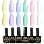 INPING Pastel Gel Nail Polish, 6 Colors Spring Summer Gel Polish, Pink Purple Blue Green Yellow White Macaron Candy Nail Varnish Set Soak Off UV/LED for DIY Nail Art at Home, Beauty Gifts