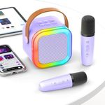 [2025] Gift for Girls Kid Karaoke Machine: Birthday Present for 3-12 Year Old Girls - Toys for Ages 3-12 Children - Mini Portable Karaoke Machine 2 Microphones for Kid - Kids' Wind & Brass Instruments