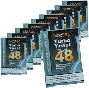 Alcotec 48 Hour Turbo Yeast | Brewers Yeast Powder| Wine Yeast for Wine Making | Instant Dry Yeast | nutritional yeast | 135g (10 Packs)