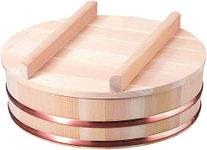 TIKUSAN Wooden Hangiri Sushi Rice Mixing Tub Copper Band with Lid Made in Japan Made of Sawara Cypress Sushi Rice Bowl Sushi Oke (13" (33cm))